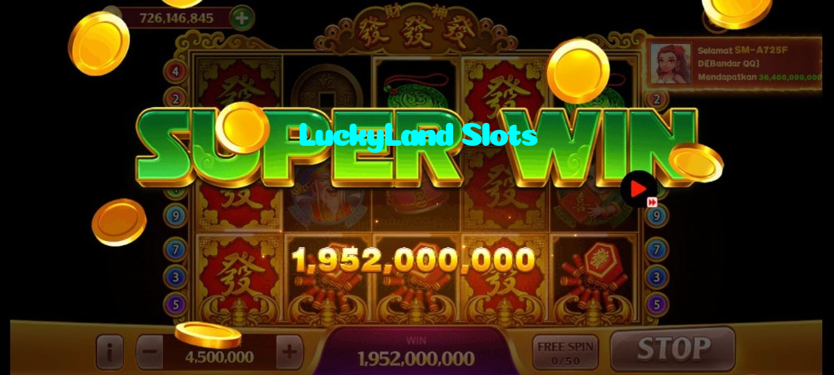 LuckyLand Slots casino presented on mobile device in Pakistan with slots and live games