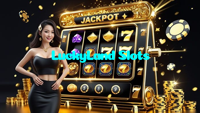 LuckyLand Slots casino presented on mobile device in Pakistan with slots and live games